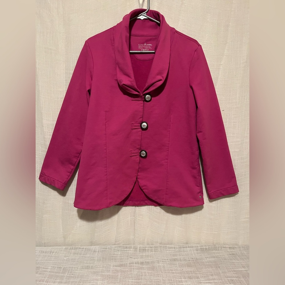 Neon Buddha Magenta Cotton Stretch Jacket Blazer w/ Elbow Patches Size M